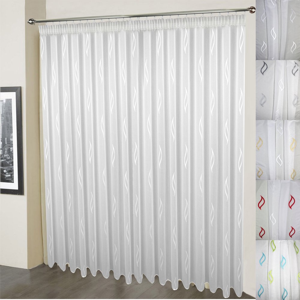 Sun World Custom White Scherli Voile Sheer Curtain Venlo, Pencil Pleat Tape, 280 x 700 cm (H x W)