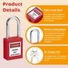MroMax Lockout Tag Padlocks, 0.6 x 3.8 cm, Keyed Alike, Nylon, Steel Shackle, Grass Green, 3-Pack view 4