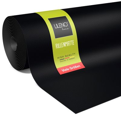 LILENO HOME Ribbed Rubber Mat by the Meter, 800 x 100 cm (2 x 4 m), 3 mm