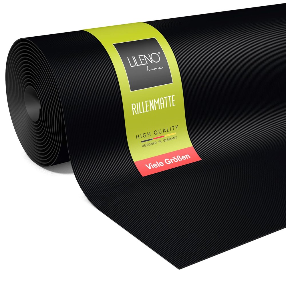 LILENO HOME Ribbed Rubber Mat by the Meter, 800 x 100 cm (2 x 4 m), 3 mm