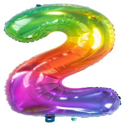 Folat 63242 Yummy Gummy Rainbow Foil Balloon, Number 2, 86 cm, Multicolor