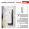 EMOS Digital Thermometer with Outdoor Sensor, Wireless, Indoor/Outdoor Temperature, 80 m Range, Memory, °C/°F, White view 3