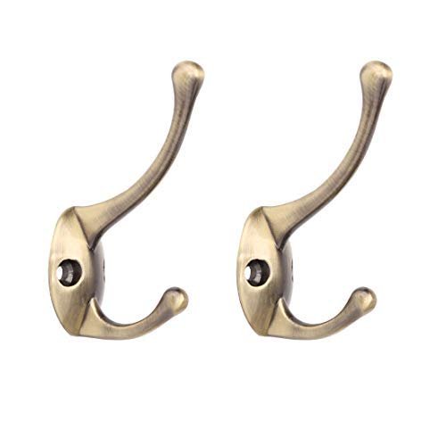 N/A 2-Pack Double Wall Hooks, Zinc Alloy, Bronze-Colored