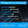 thyssenkrupp Unequal-Leg Aluminum Angle Profile 25 x 20 x 2 mm, 1500 mm | L-Profile | EN AW-6060 view 2