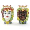 Pair of Sicilian Moorish Heads, 14 cm, Handmade Ceramic view 1