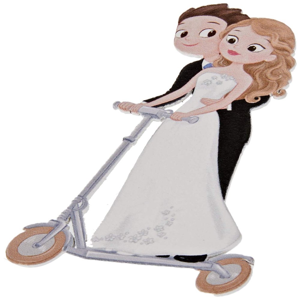 Mopec Wooden Figure, 7.5 cm Bride and Groom Stickers, 6 Pieces, Multicolor, One Size