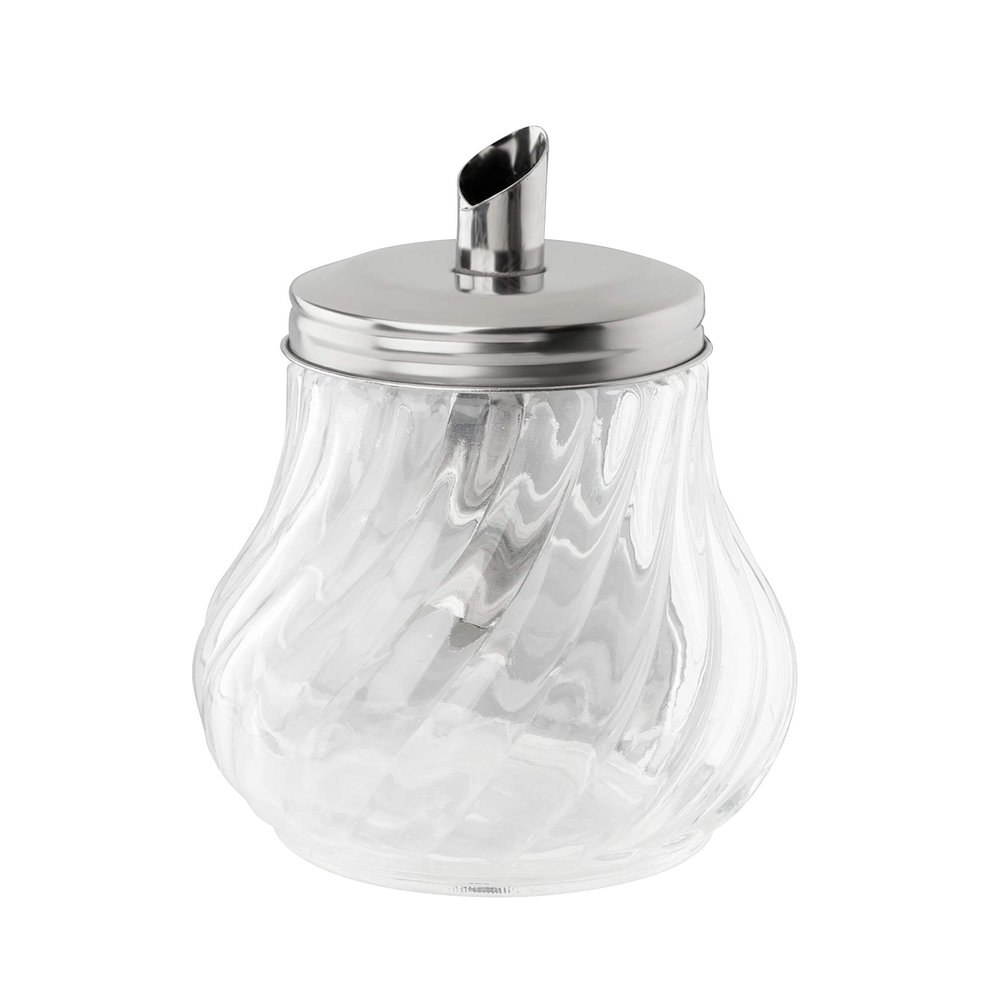 FMprofessional FLEURETTE Sugar Dispenser, 280 ml, Glass, Silver