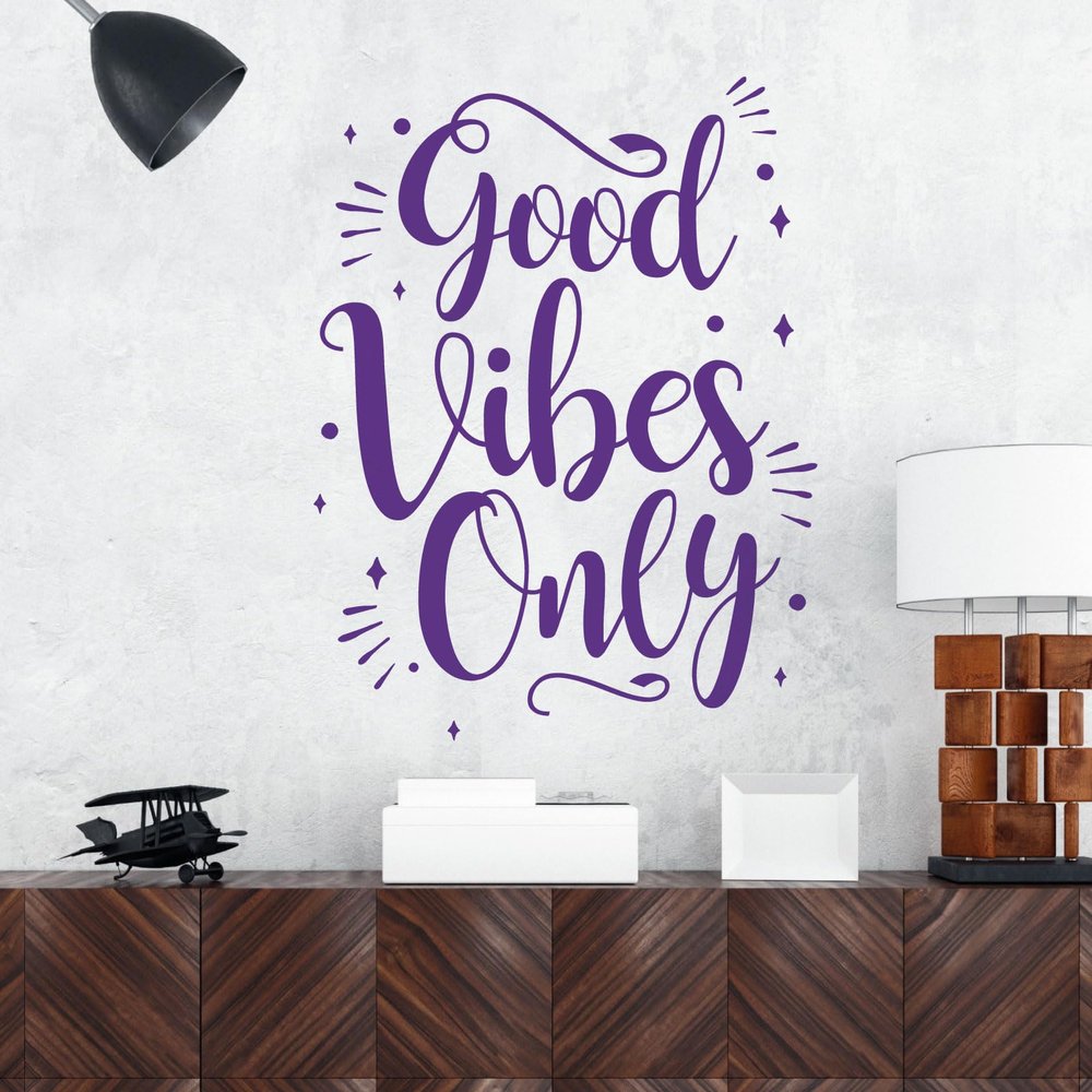Wall Sticker, "Only Good Vibes" Design, Purple