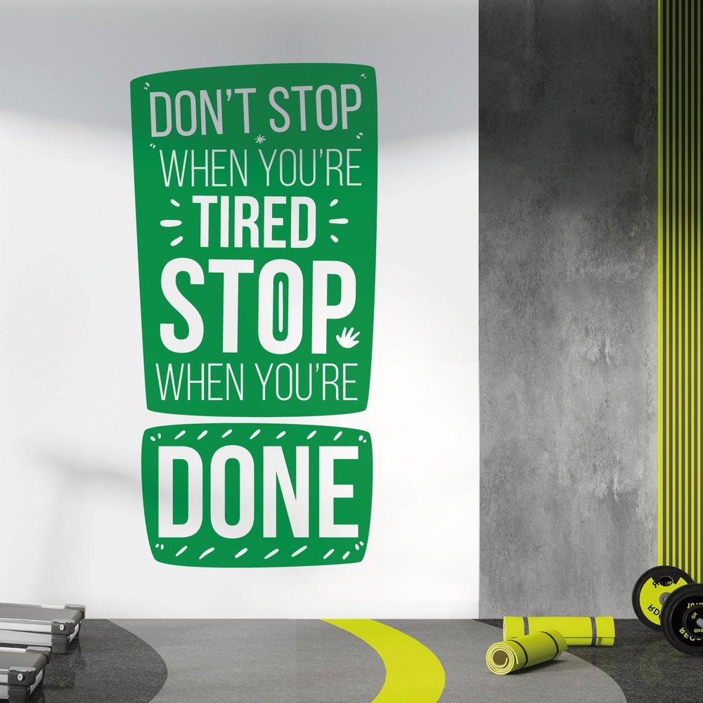 Wall Tattoo / Wall Decal "Don't Stop When You're Tired" Medium (285 x 580 mm), Cactus