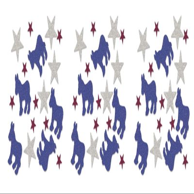Beistle Democratic Deluxe Sparkle Confetti, 1.5 oz, Red/Silver/Blue