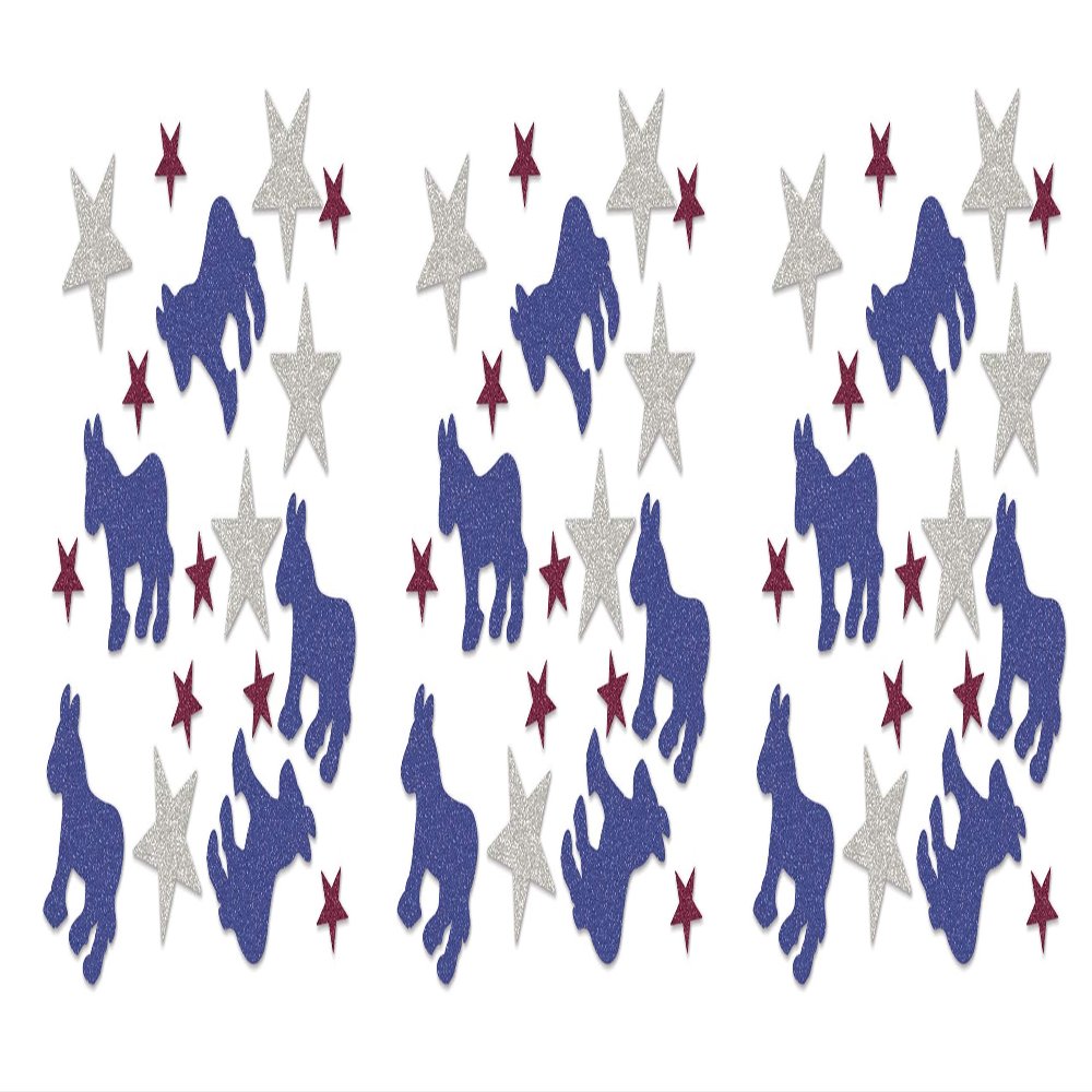 Beistle Democratic Deluxe Sparkle Confetti, 1.5 oz, Red/Silver/Blue