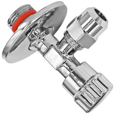 MegaHaustechnik Self-Sealing Angle Valve, 1/2 in Male Wall Connection