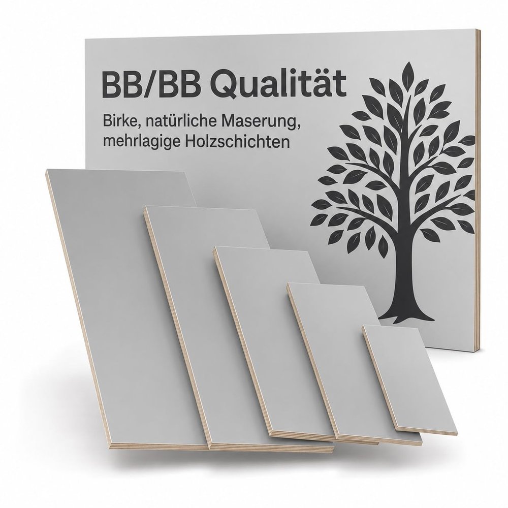 AUPROTEC 50 x 40 cm Birch Plywood Panel | Gray | 18 mm