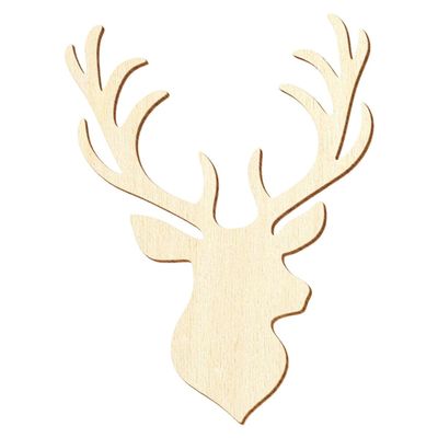 Wooden Deer Head Craft Decor, 5–50 cm, 39 cm, 50-Pack