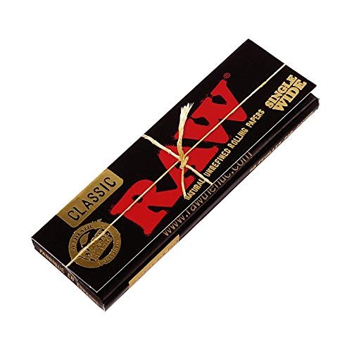 RAW Black Single Wide Regular Papers, Extra-Fine, 50 Short Papers per Booklet, 10 Booklets