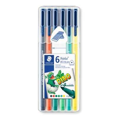 STAEDTLER triplus color 323 Felt-Tip Pens, 6-Count Box, Dinosaurs