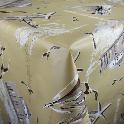 KEVKUS Oilcloth Tablecloth M19055 Sea, Seagull, Starfish, Beach, Various Shapes (Edge: Cut Edge, Unfinished; 100 cm Round)