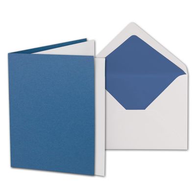 75 Royal Blue Folded Card Sets, DIN B6, 12 x 17 cm, with Lined Envelopes and Inserts