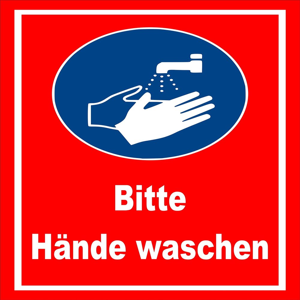 Please Wash Hands Sign - 30 x 20 cm - 3 mm Aluminum Composite - 20 Var - S00225-013-D