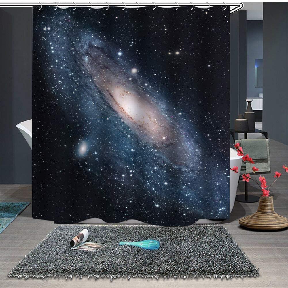 Chickwin Chickw1 Anti-Mold Waterproof Shower Curtain, 3D Dreamy Purple Galaxy Print, 180 x 200 cm