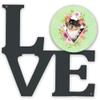 Caroline's Treasures Longhair Chihuahua Green Flowers LOVE Metal Wall Decor, Multicolor view 1