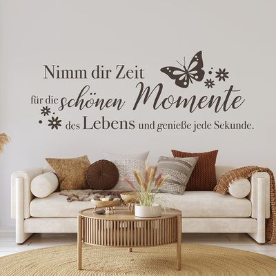 tjapalo pk228 Wall Decal “Take Time for the Beautiful Moments,” Lilac, W160 x H58 cm