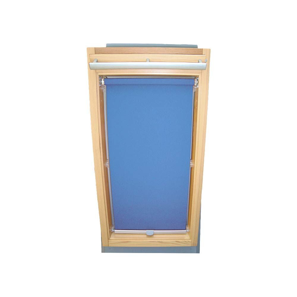 Blackout Roller Blind for VELUX Roof Windows, Type VK/VE/VS, 085 Type I, Built from March 1984, Medium Blue, with Retaining Claws