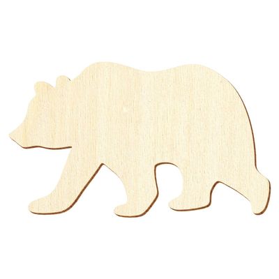 Wooden Grizzly Bear Decoration, 25 cm, Pack of 10