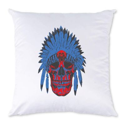 Iprints Minimalist Native American Skull and Feathers White Pillow