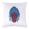 Iprints Minimalist Native American Skull and Feathers White Pillow view 1