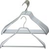 MAWA Universal Hangers, 10-Pack, with Trouser Bar, Swivel Euro Hook, Non-Slip Coating, 42 cm, Silver view 1