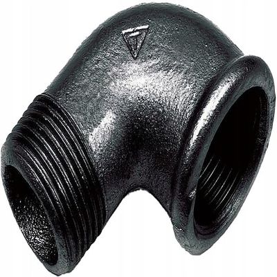 KNM Trade 90° Elbow Pipe Fitting, Malleable Cast Iron, 1/2 in., Black