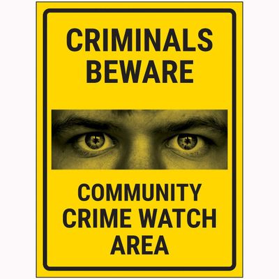 Sign Reading "VSafety CCrime Watch Area," 300 x 400 mm, 3 mm Aluminum Composite with Channel