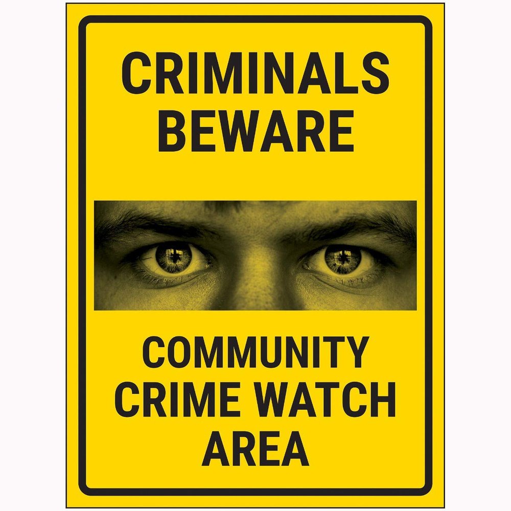 Sign Reading "VSafety CCrime Watch Area," 300 x 400 mm, 3 mm Aluminum Composite with Channel