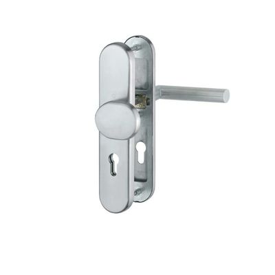 Hoppe Fixed Offset Door Knob on Long Backplate, M6 (Matt Stainless Steel)