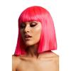 Smiffys Fever Lola Wig, Neon Pink, Blunt Bob with Bangs, 30 cm, Halloween view 1