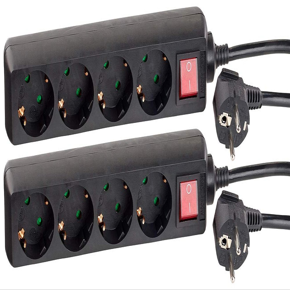revolt 2-Pack 4-Outlet Power Strip with Illuminated Power Switch