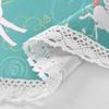 Mnsruu Round Tablecloth with White Unicorns in Light Blue view 3