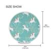 Mnsruu Round Tablecloth with White Unicorns in Light Blue view 4
