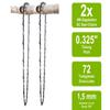 SECURA 2 Chains + Guide Bar Compatible with Castor CP500 Chainsaw, 45 cm, 0.325 in, 72 DL, 1.5 mm view 2