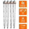 SECURA 4 Chains + Guide Bar for Garden 40 Chainsaw, 30 cm, 3/8LP, 44 Drive Links, 1.3 mm view 2
