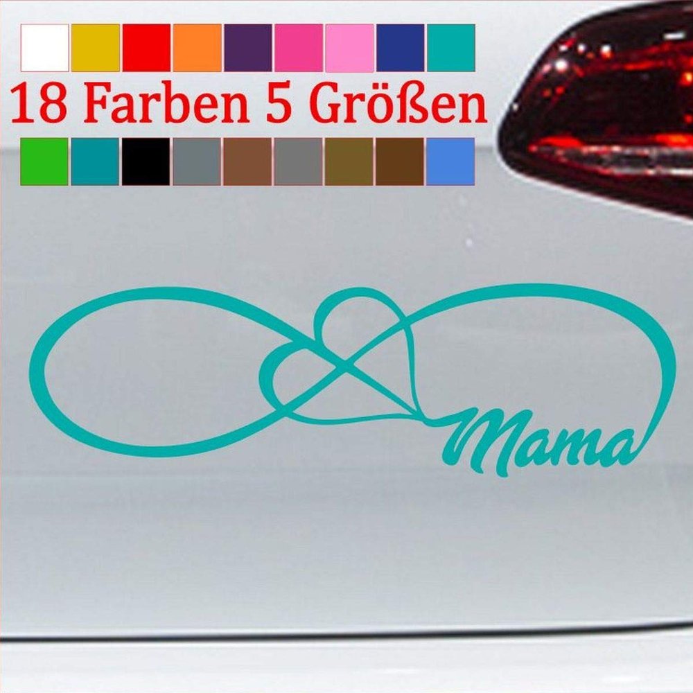 Love Mama Heart Sticker – Dad, Grandma, Family, 20 × 6 cm, Turquoise