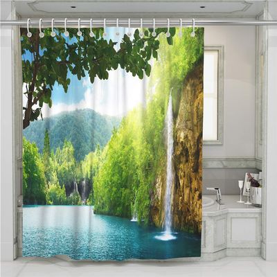 Chickw1 Waterproof Green Forest Shower Curtain, 180 x 200 cm
