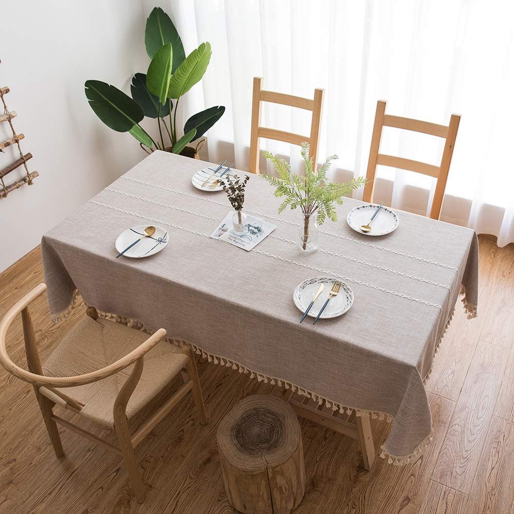 AMCER Outdoor Tablecloth 50 x 50 cm, Cotton-Linen, Washable, Wrinkle-, Heat- and Moisture-Resistant, Brown