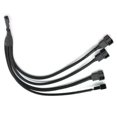 YieJoya 4-Pin PWM Fan Splitter Extension Cable, 1-to-4 Adapter, Black Braided Sleeve, 10 in, 1-Pack