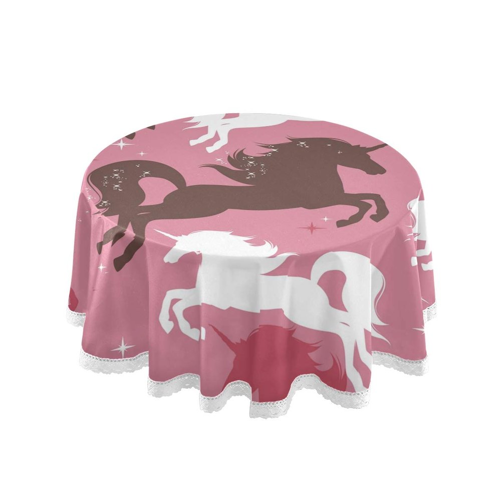 Mnsruu Round Tablecloth with Unicorn Pattern