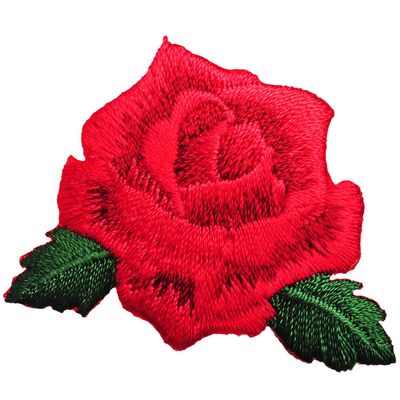 Iron-On Patch - Red Rose Blossom - 4.9 x 3.8 cm