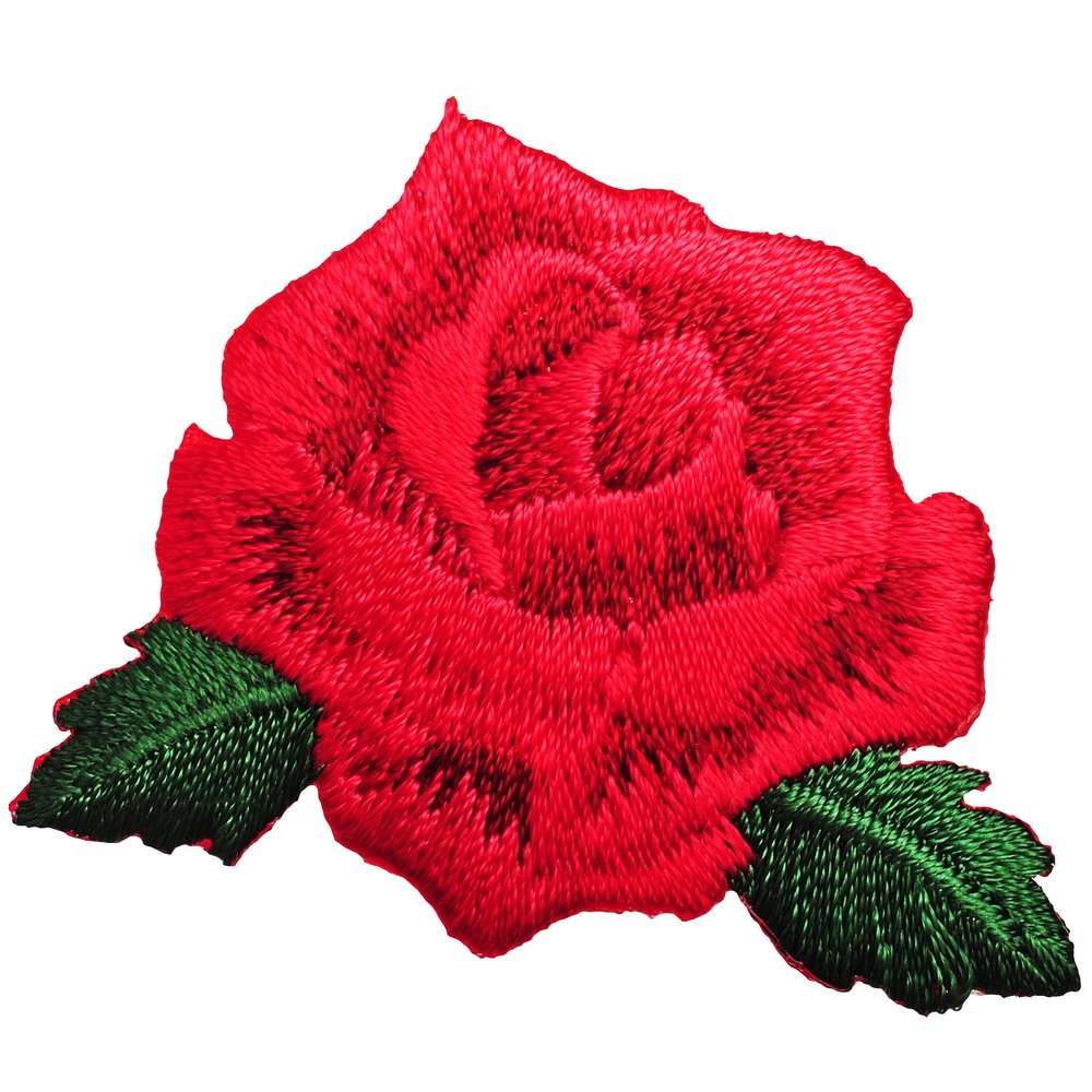 Iron-On Patch - Red Rose Blossom - 4.9 x 3.8 cm