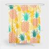 EnHome Washable Waterproof Anti-Mold Shower Curtain with 12 Plastic Hooks, 3D Tropical Pineapple, 90 x 180 cm, Yellow Pineapple view 1