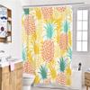 EnHome Washable Waterproof Anti-Mold Shower Curtain with 12 Plastic Hooks, 3D Tropical Pineapple, 90 x 180 cm, Yellow Pineapple view 3